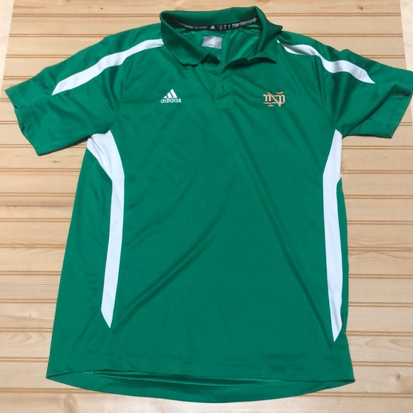 Adidas Climalite Green Gold Fighting Irish Notre Dame Sports Jersey  Polo Shirt - Picture 2 of 11